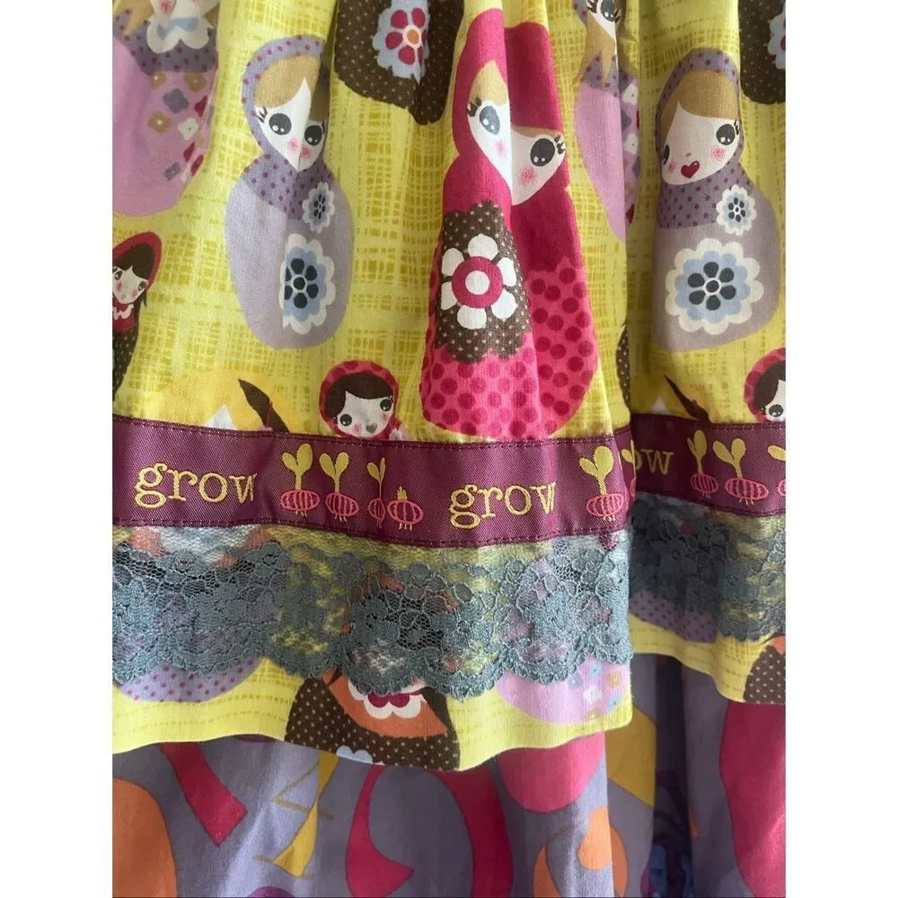 Matilda Jane Apron Knot Delaney Dress Girl Size 4 Russian Nesting Dolls Summer